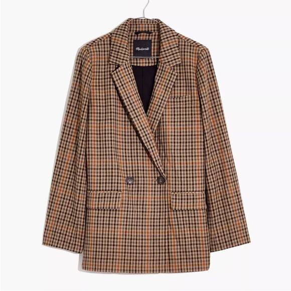 Madewell Dorset Blazer in Tan Coster Plaid 1X - Picture 3 of 11